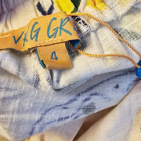 VRG GRL linen blend tropical fish wide leg pants nwot - Picture 4 of 5